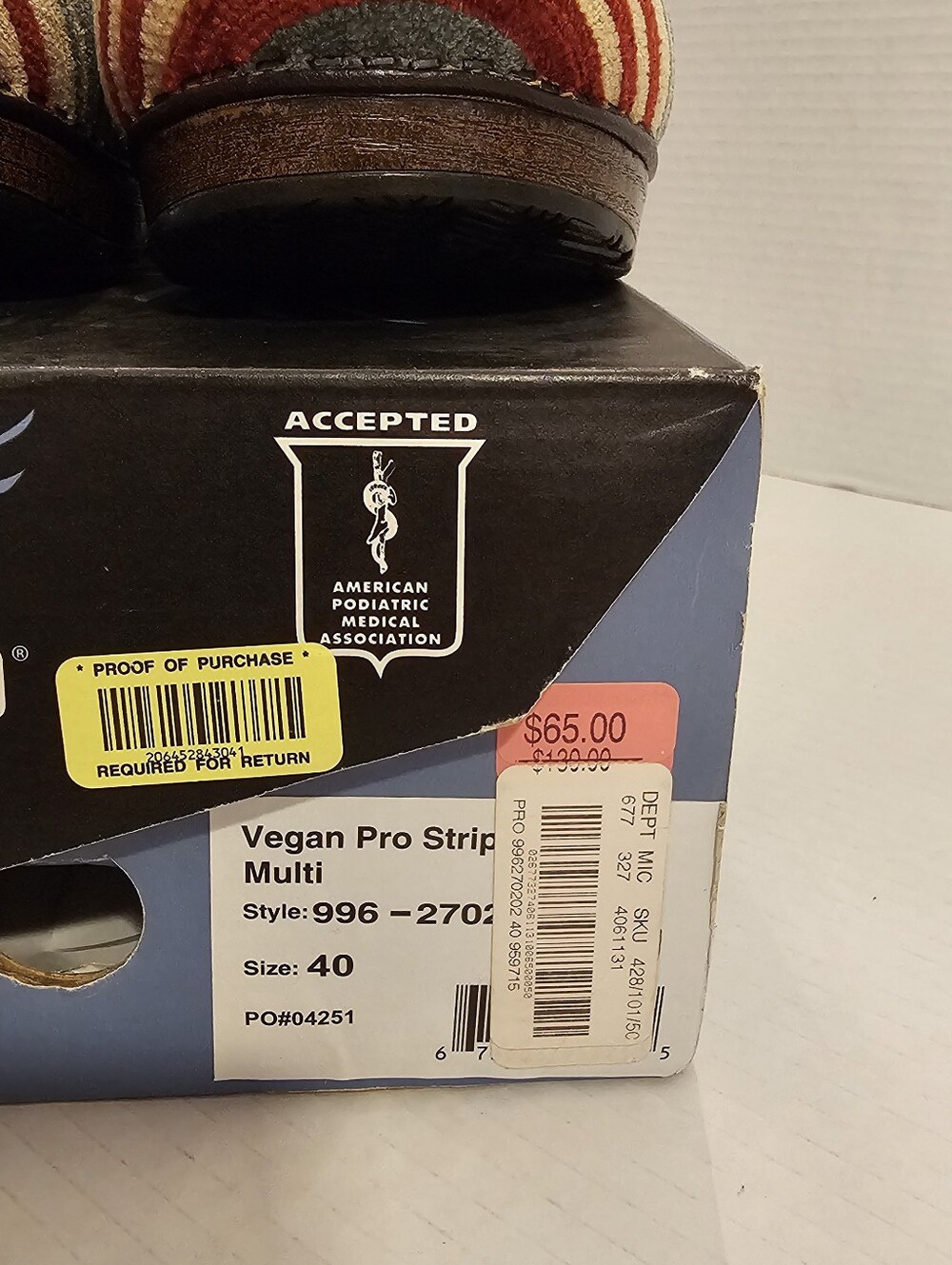 Dansko Vegan Pro Striped Multicolor Slip-On Clogs - Picture 13 of 13